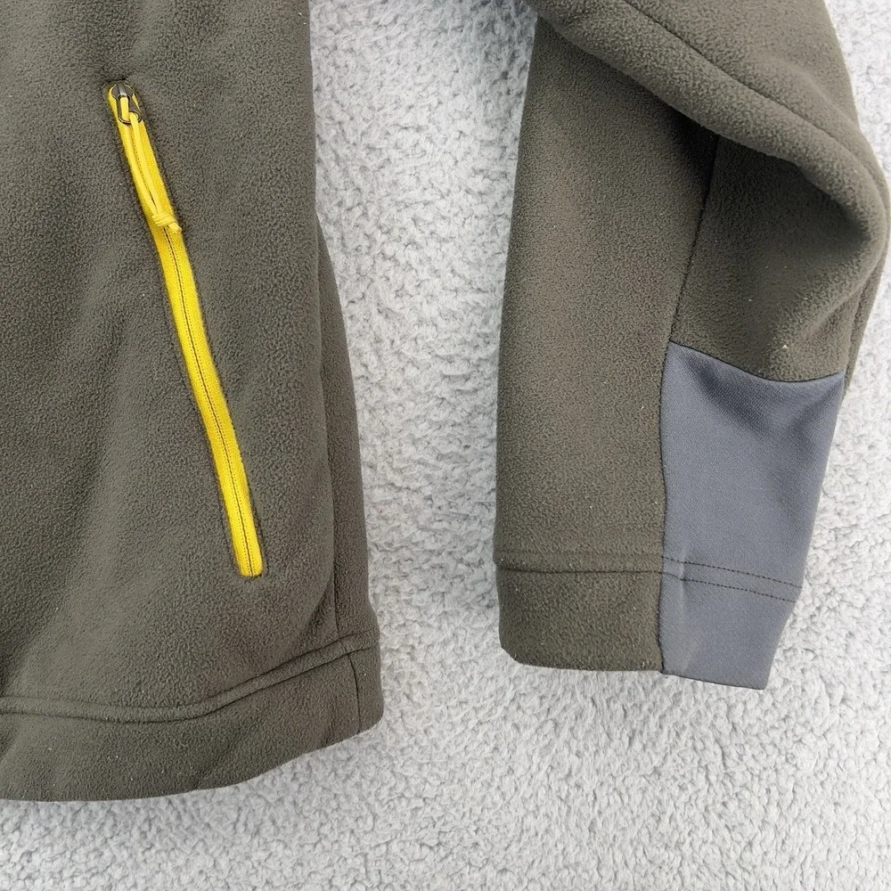 The North Face Men's Full Zip Fleece Jacket Gray Yellow Medium Sherpa Lined Outd